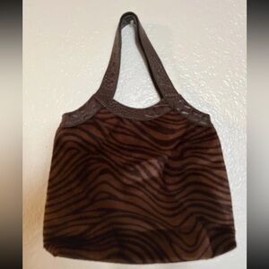 Vintage y2k zebra suede bag